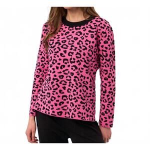 NEW FRENCH KYSS leopard print scoop neck top in rose/black